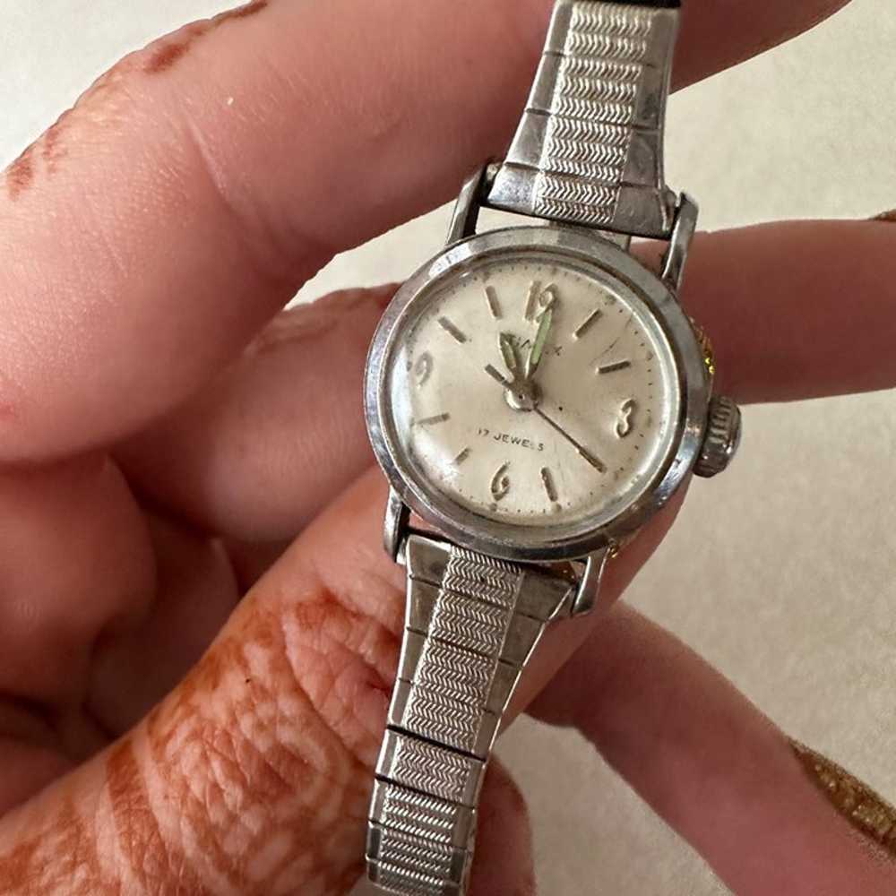 Timex vintage ladies silver chrome plated white d… - image 8