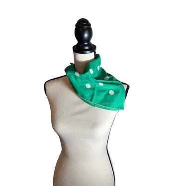 Vintage Green and white polka dot scarf - image 1