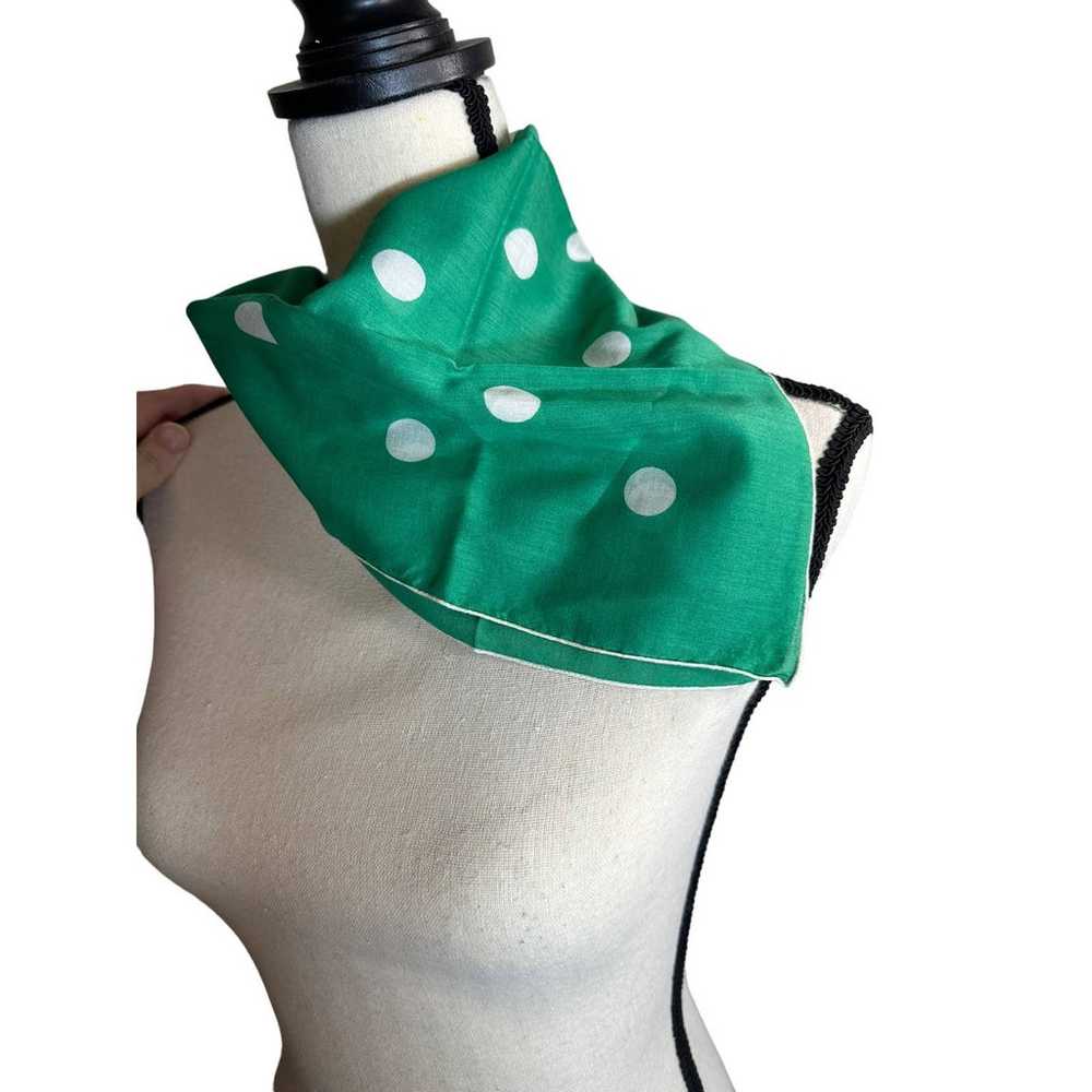 Vintage Green and white polka dot scarf - image 2