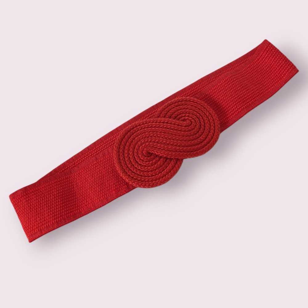 Vintage Red Woven Fabric Stretchy Belt - image 1