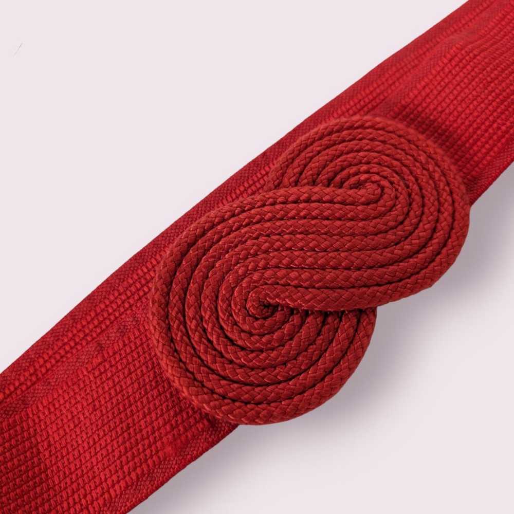 Vintage Red Woven Fabric Stretchy Belt - image 2