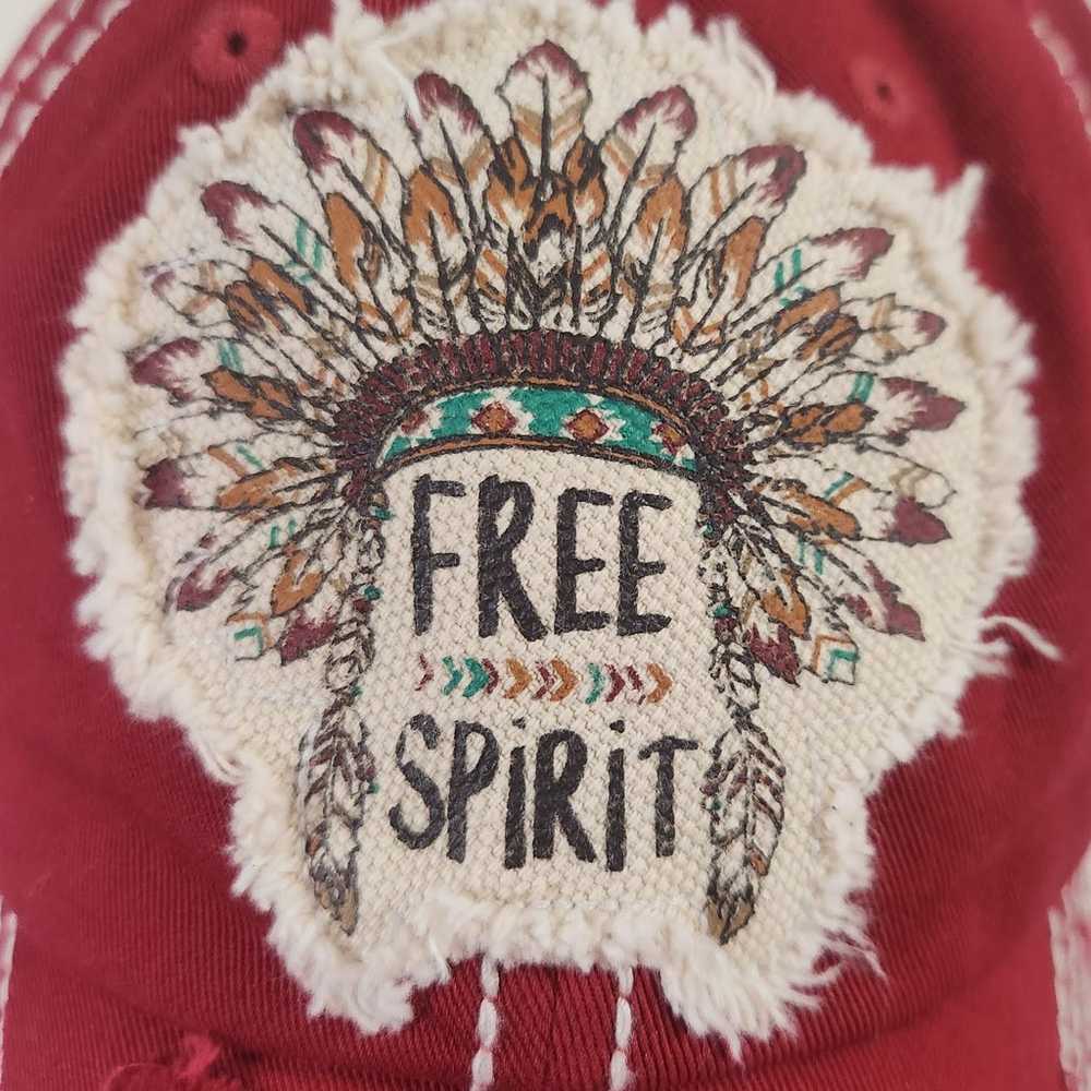 Vintage Distressed Free Spirit Hat Cap Red Adjust… - image 2