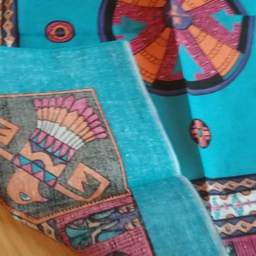 Vintage Aztec Mayan Bandana - image 5