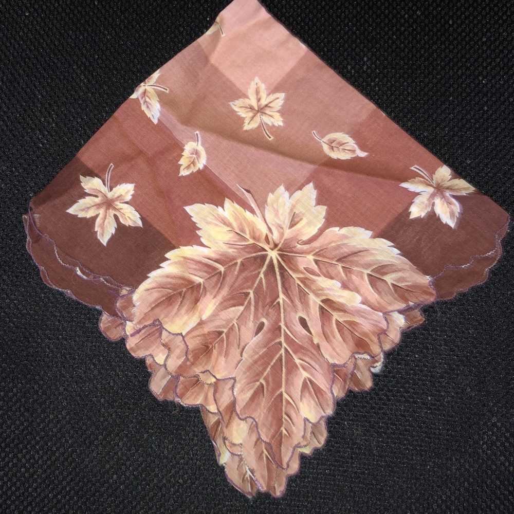 Vintage womens brown linen handkerchief - image 1