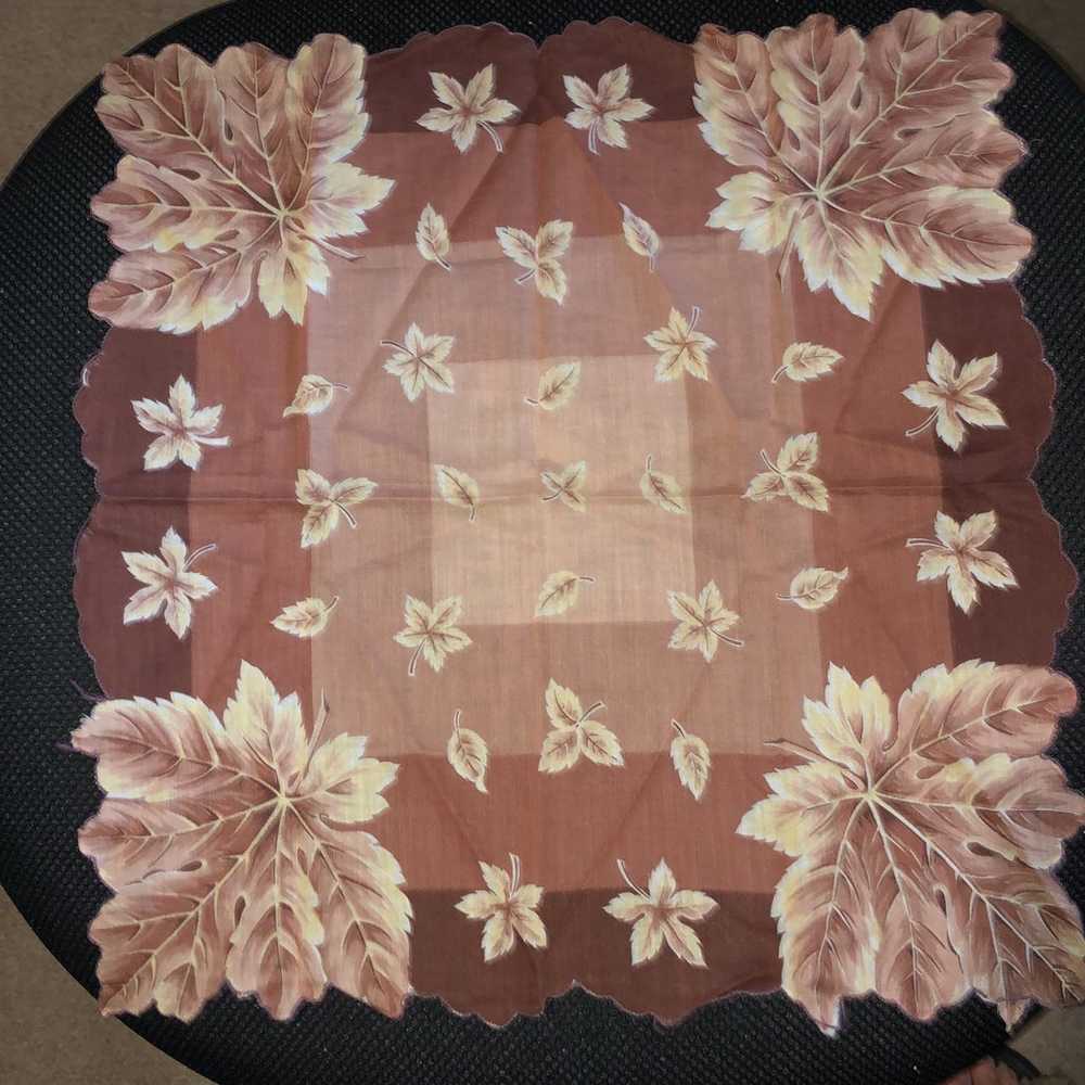 Vintage womens brown linen handkerchief - image 2
