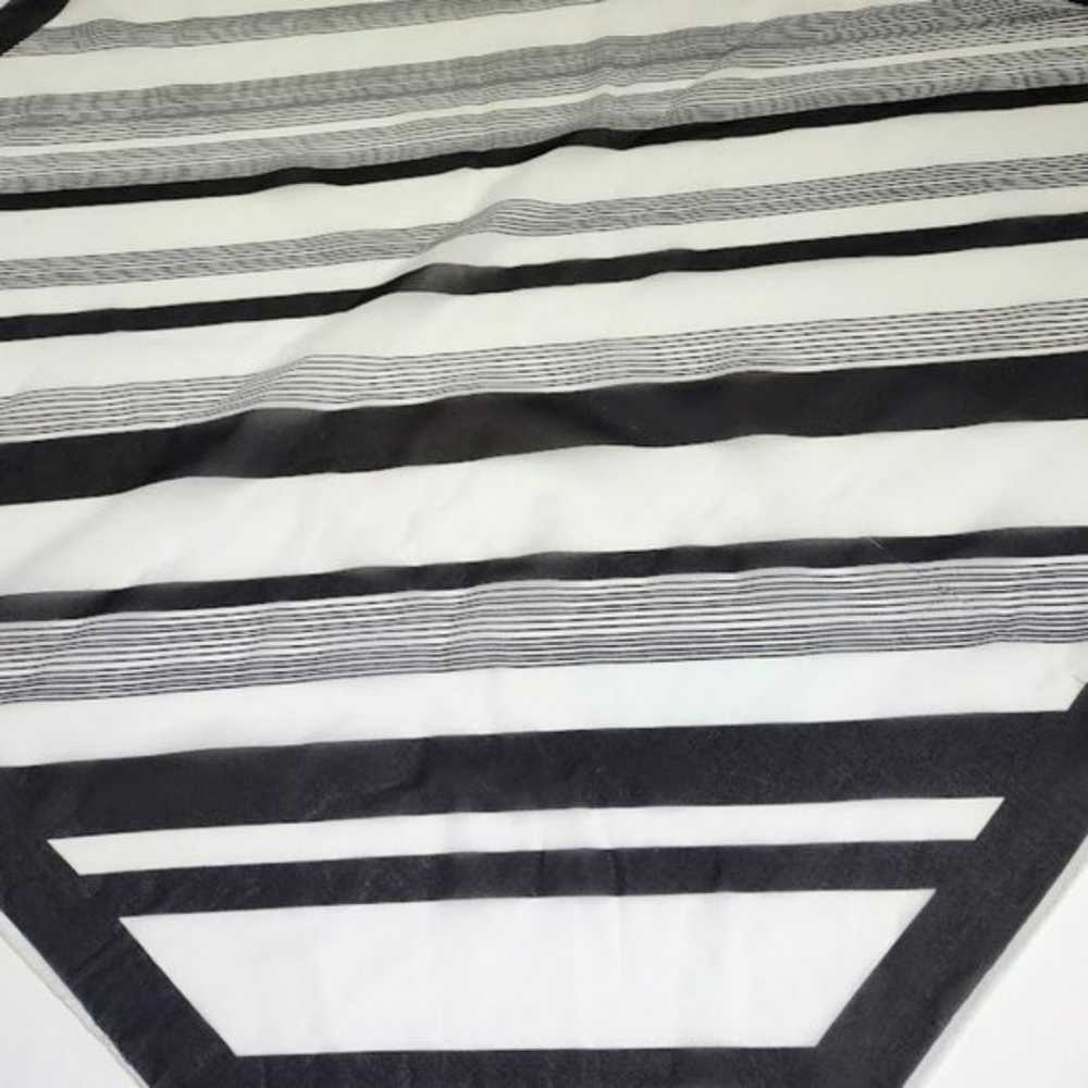 Vintage Desco Striped Scarf Square Black and White - image 3