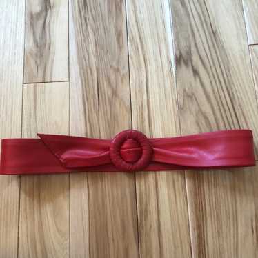 Vintage Red Faux Leather Belt Made in USA - image 1
