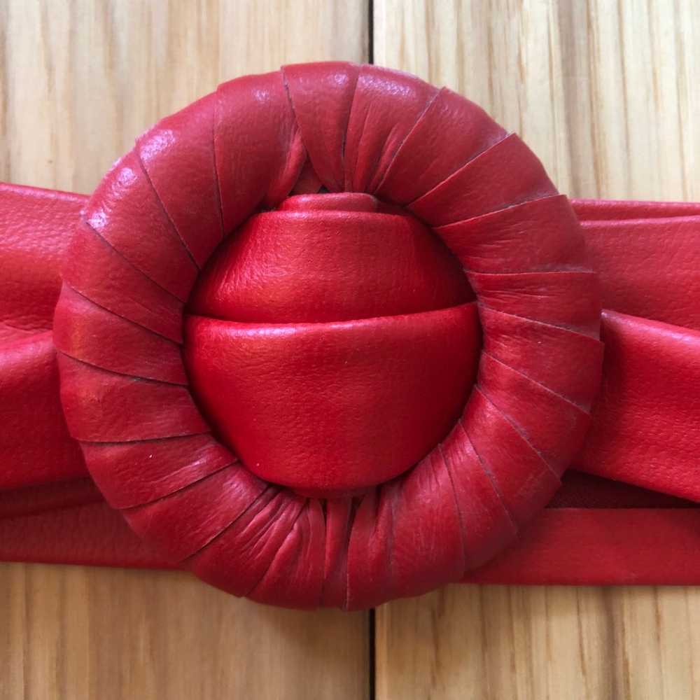 Vintage Red Faux Leather Belt Made in USA - image 3
