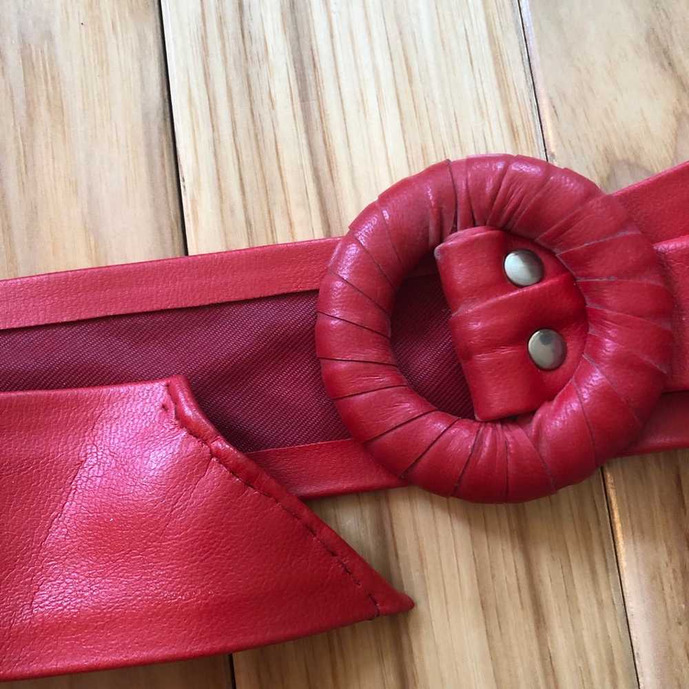 Vintage Red Faux Leather Belt Made in USA - image 4