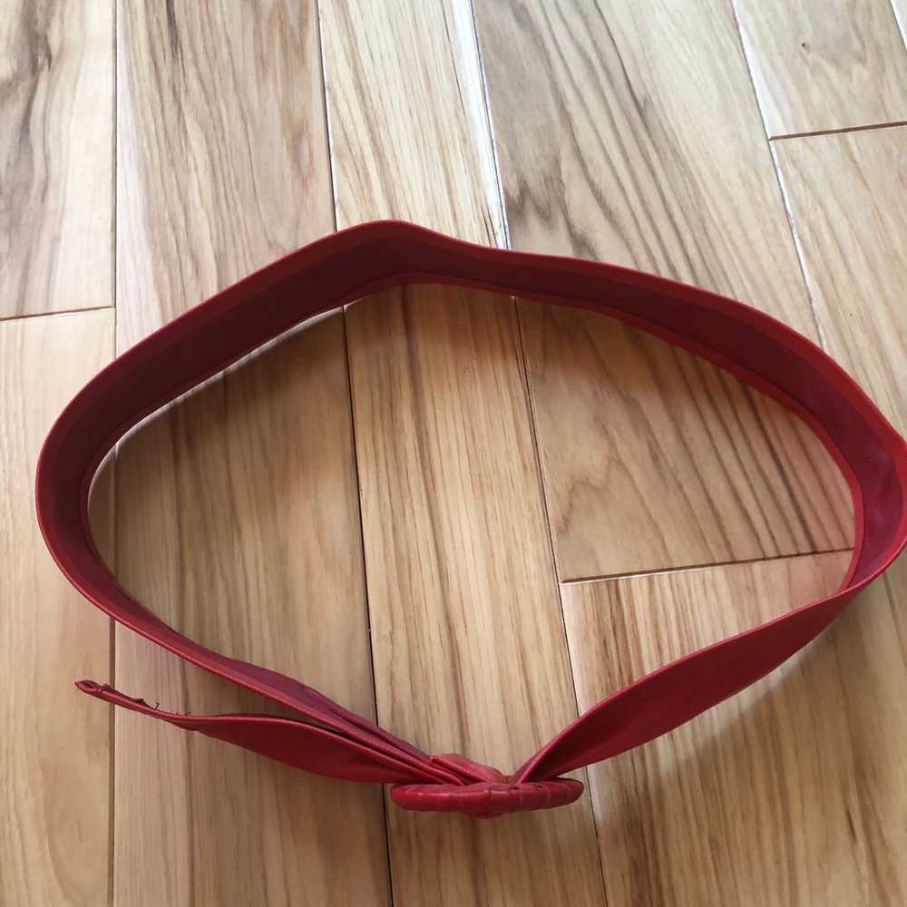 Vintage Red Faux Leather Belt Made in USA - image 5