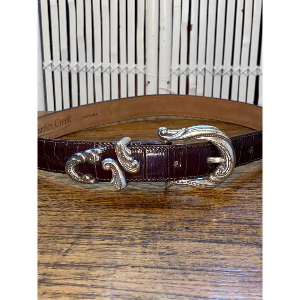 WESTERN LEATHER BELT,vintage brown belt,brown lea… - image 2