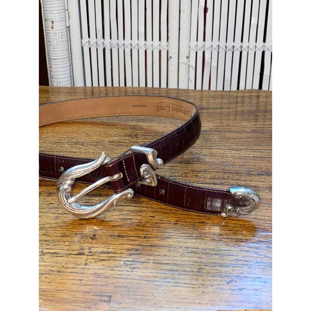 WESTERN LEATHER BELT,vintage brown belt,brown lea… - image 4