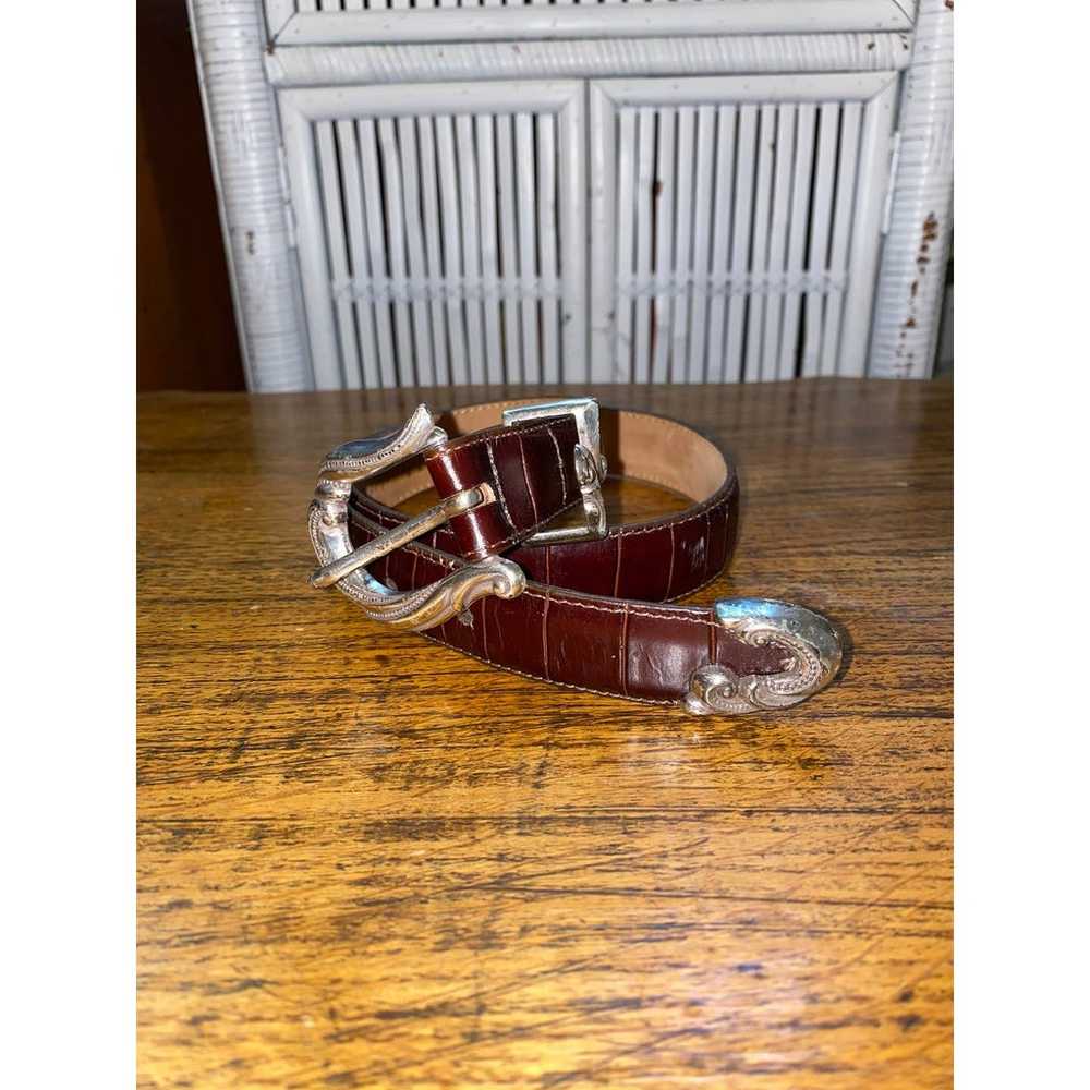 WESTERN LEATHER BELT,vintage brown belt,brown lea… - image 9