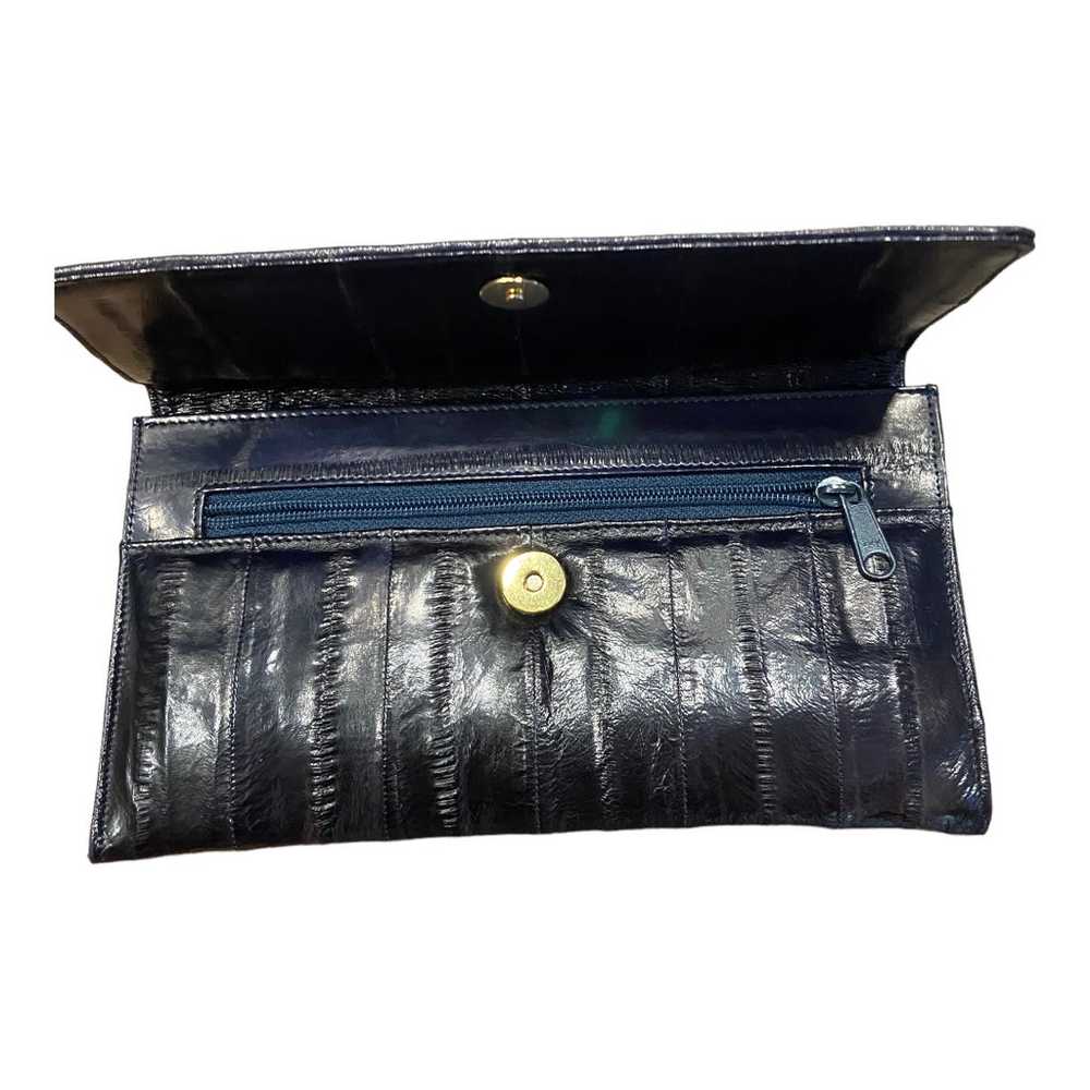 Vintage Eel Skin Stitched Clutch Wallet by Leathe… - image 2