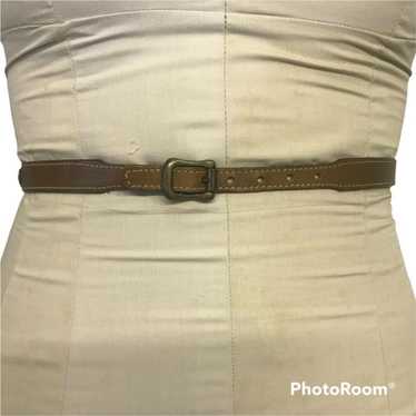 VTG Levis Brown Leather Skinny Belt Ladies Size S… - image 1