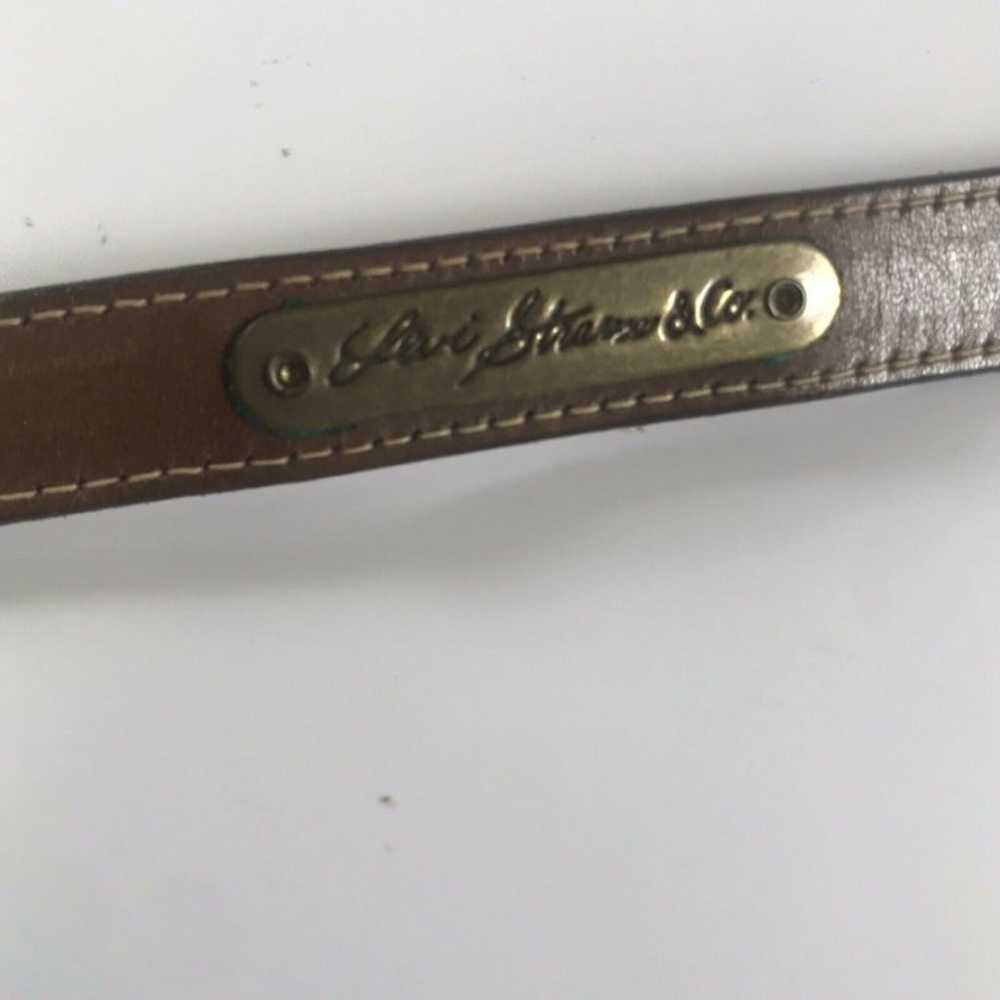 VTG Levis Brown Leather Skinny Belt Ladies Size S… - image 5