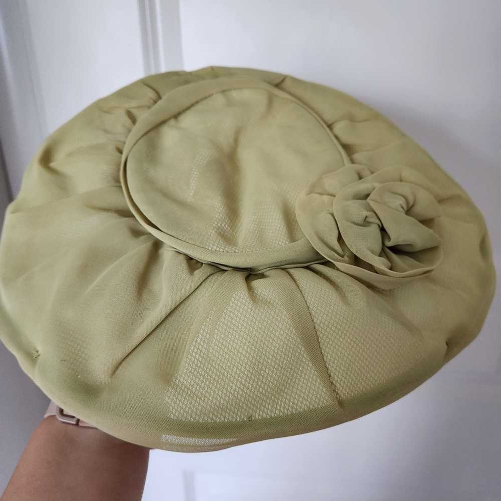Vintage mint green organza platter hat - image 1