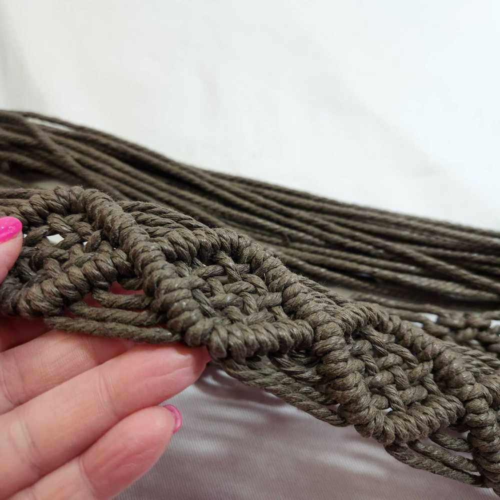 Vintage Macrame Tie Belt Boho Crochet Gray Brown … - image 3