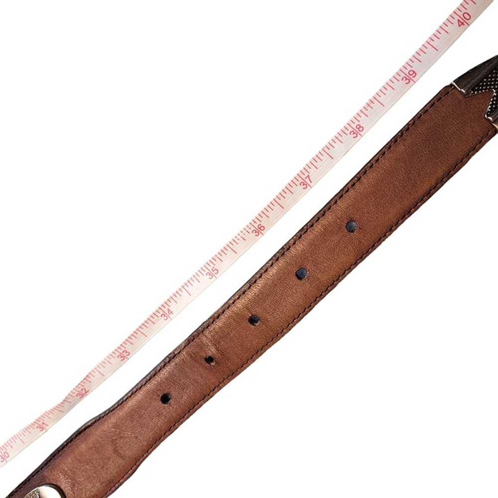 VINTAGE BROWN GENUINE LEATHER GOLF CONCHO BELT WO… - image 4