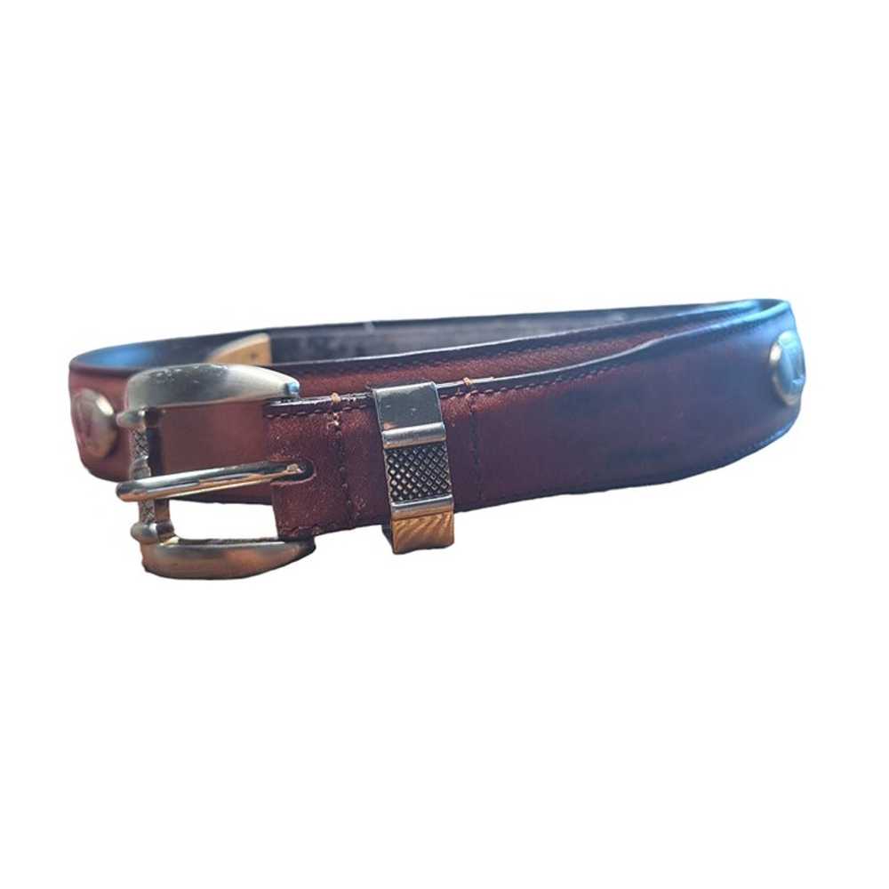 VINTAGE BROWN GENUINE LEATHER GOLF CONCHO BELT WO… - image 9