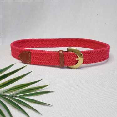 90's Neon Red Woven Belt Women's Medium - image 1