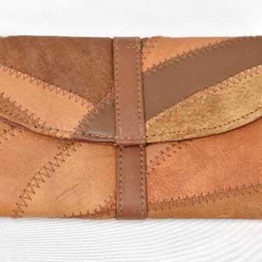 Vtg Leather Patchwork Credit Card Wallet