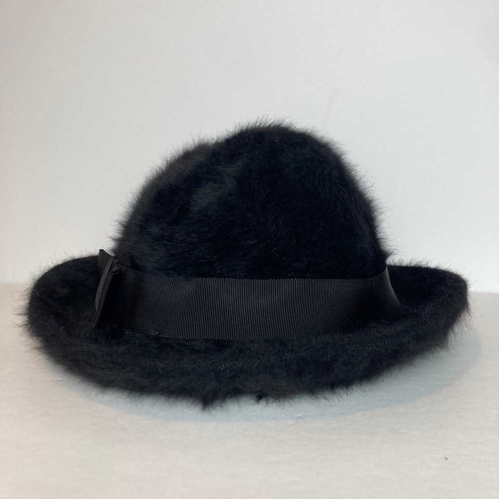 Vtg Kangol Design Black Angora Fur Winter Bucket … - image 2