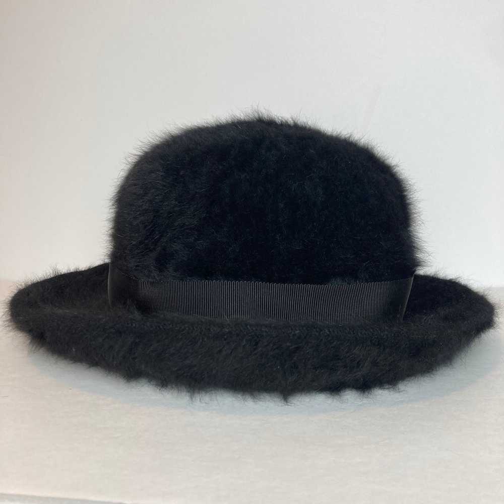 Vtg Kangol Design Black Angora Fur Winter Bucket … - image 3