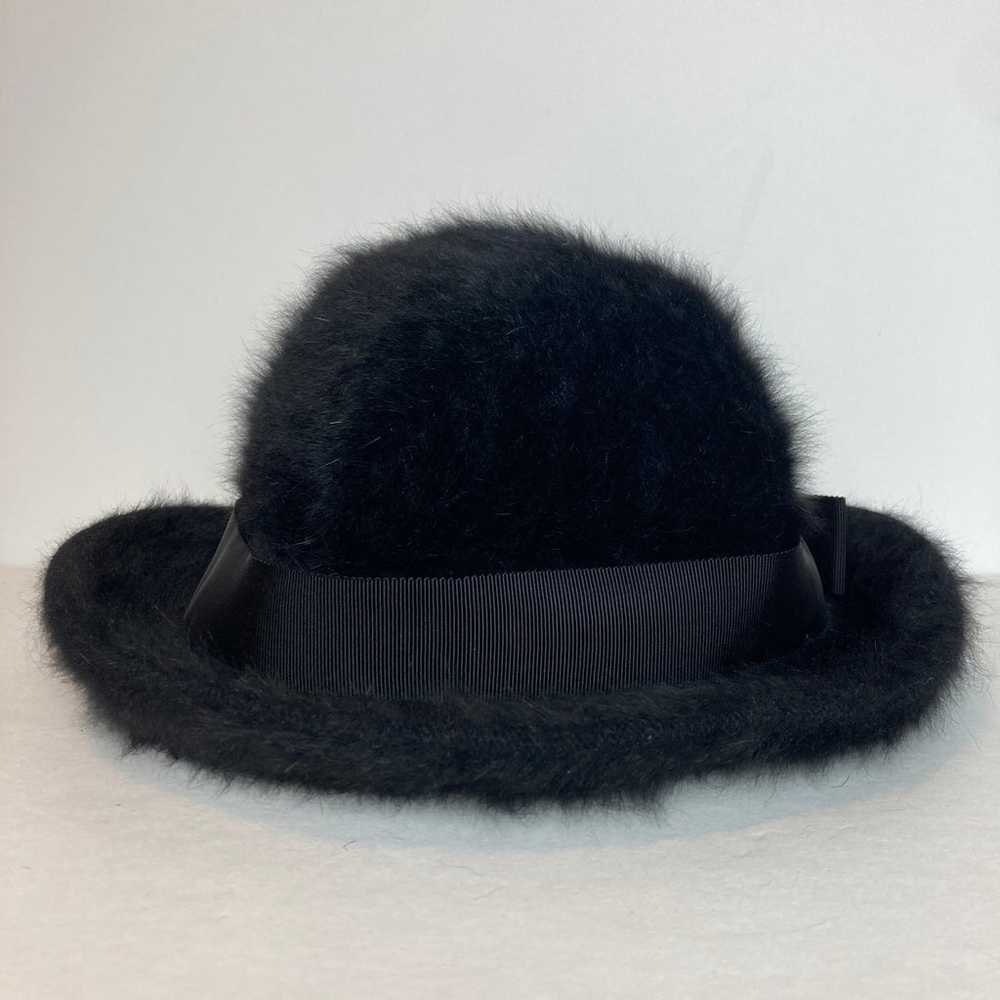 Vtg Kangol Design Black Angora Fur Winter Bucket … - image 4