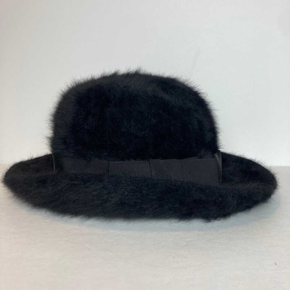 Vtg Kangol Design Black Angora Fur Winter Bucket … - image 5