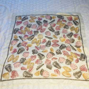Vintage Echo 100% silk scarf square Cream Pink Br… - image 1
