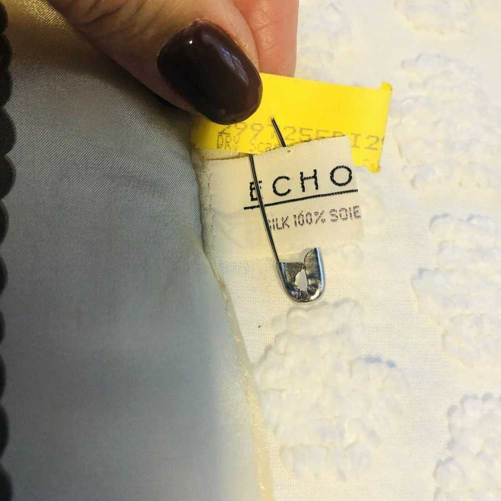 Vintage Echo 100% silk scarf square Cream Pink Br… - image 2