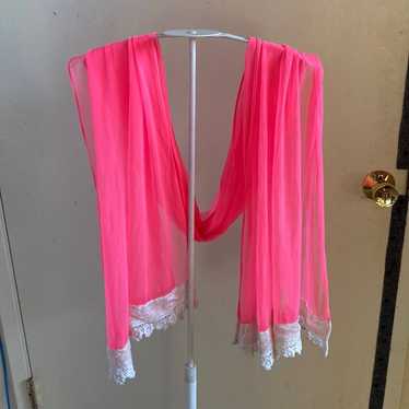 Pink and white Doyle fringed pashmina scarf - image 1
