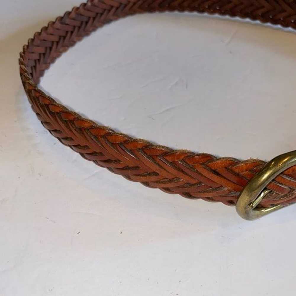 Vintage leather braided style belt dark brown cla… - image 9