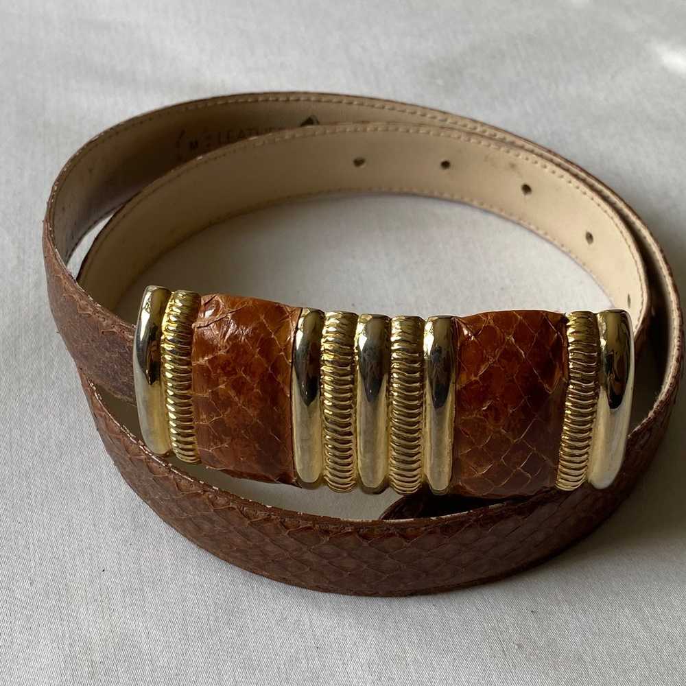 Leather Shop Belt Genuine Snakeskin #7249 Size Me… - image 1