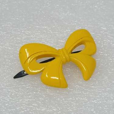 Vintage Yellow Hair Bow Barrette - image 1