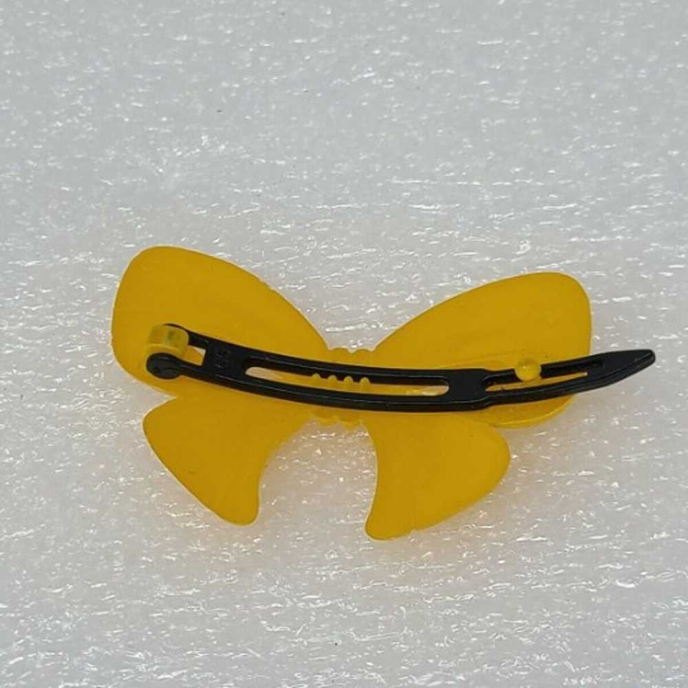 Vintage Yellow Hair Bow Barrette - image 2