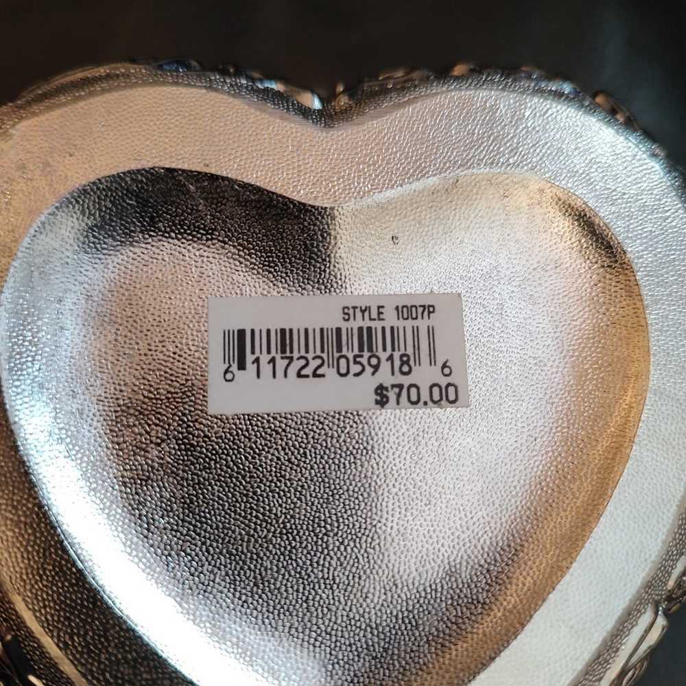 Vintage silver plated heart shaped box with two t… - image 3