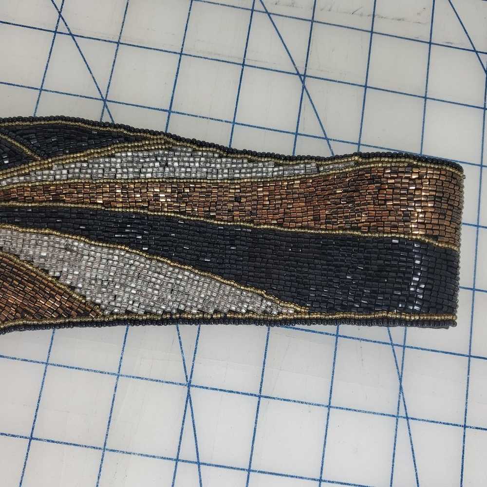 vintage 1980's beaded fashion belt waist cinch bl… - image 4
