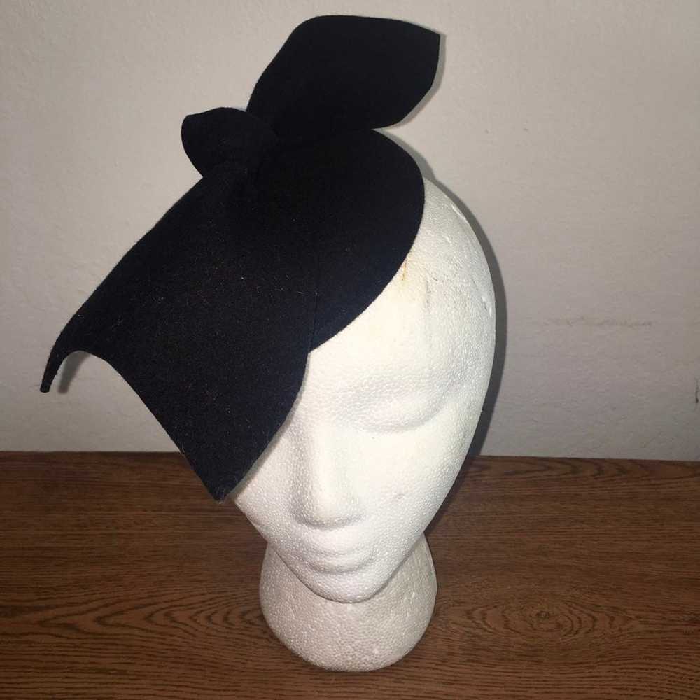 Knotted Bow Wool Felt Headpiece for Women - image 1