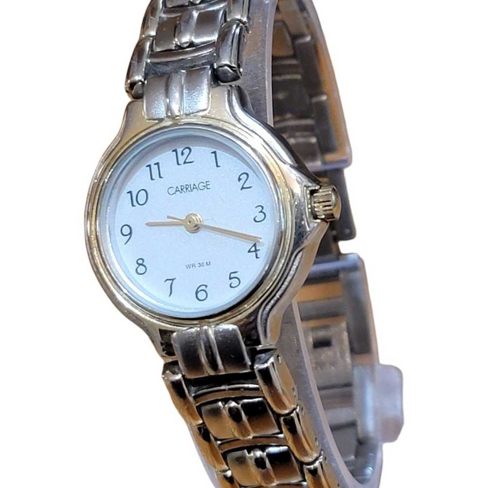Vintage Carriage Watch Women Gold Silver Two Tone… - image 2