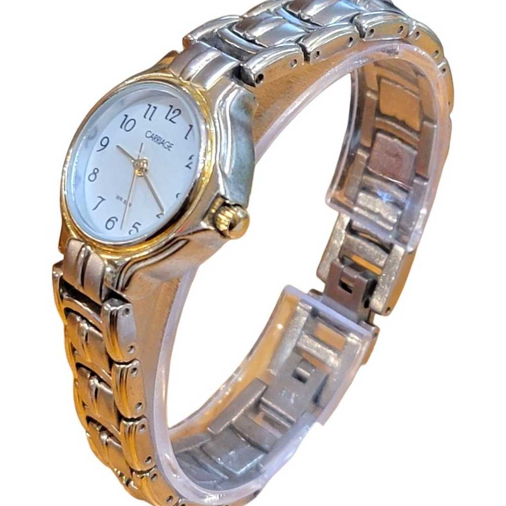Vintage Carriage Watch Women Gold Silver Two Tone… - image 3