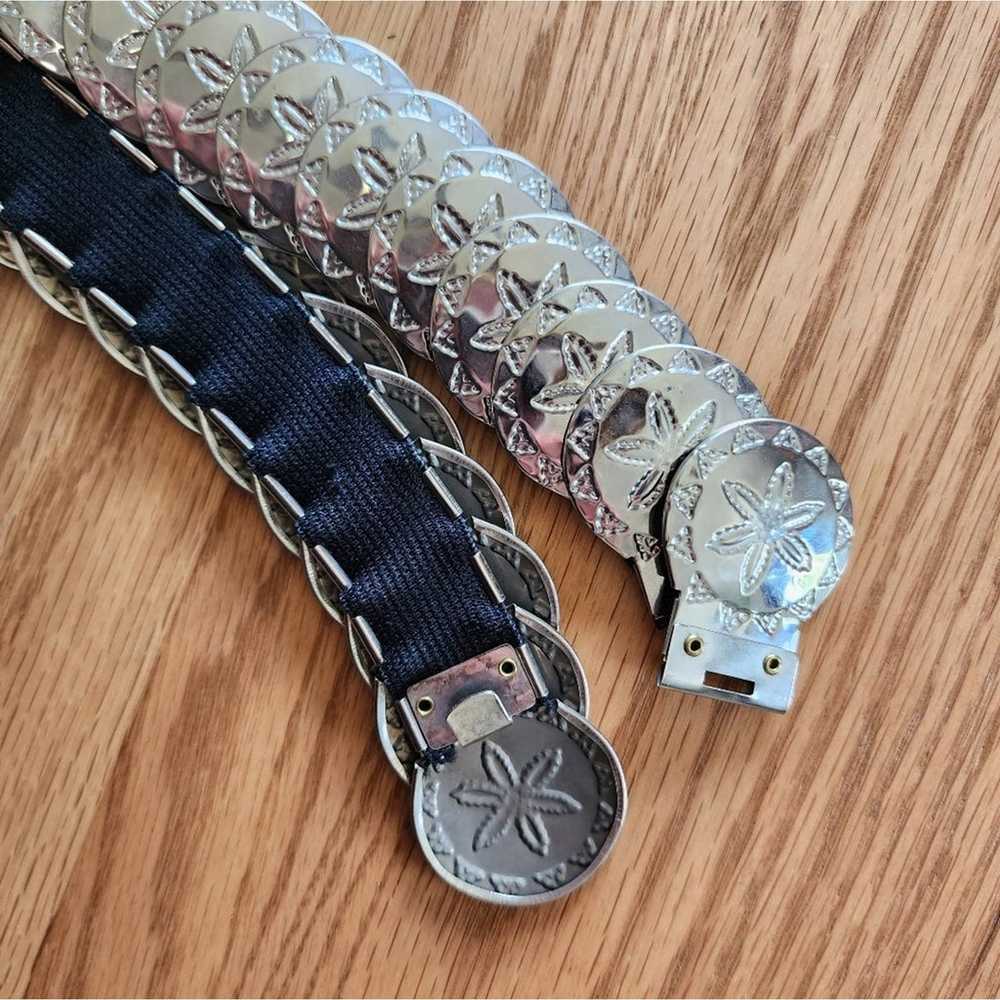 Vintage Silver Dollar Stretch Cinch Belt - image 8