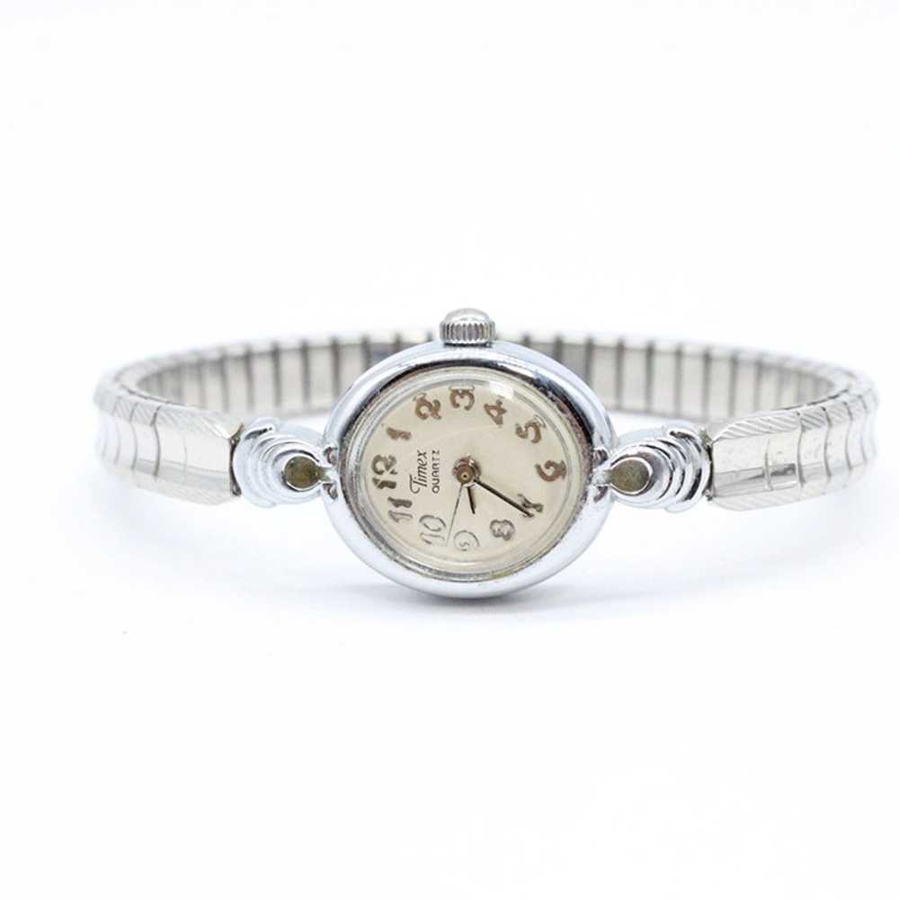 Vintage Timex Watch Quartz Women's Silver Tone St… - image 5