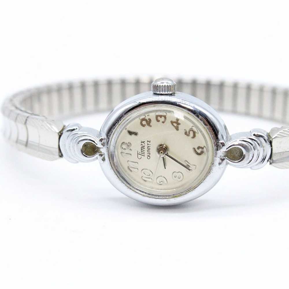 Vintage Timex Watch Quartz Women's Silver Tone St… - image 6