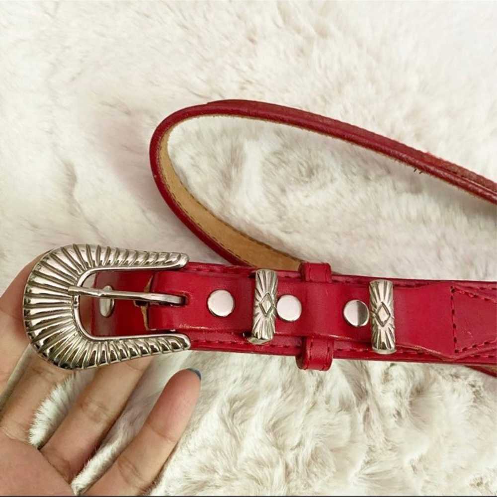 Vintage Red Western Studded Leather Belt - image 1