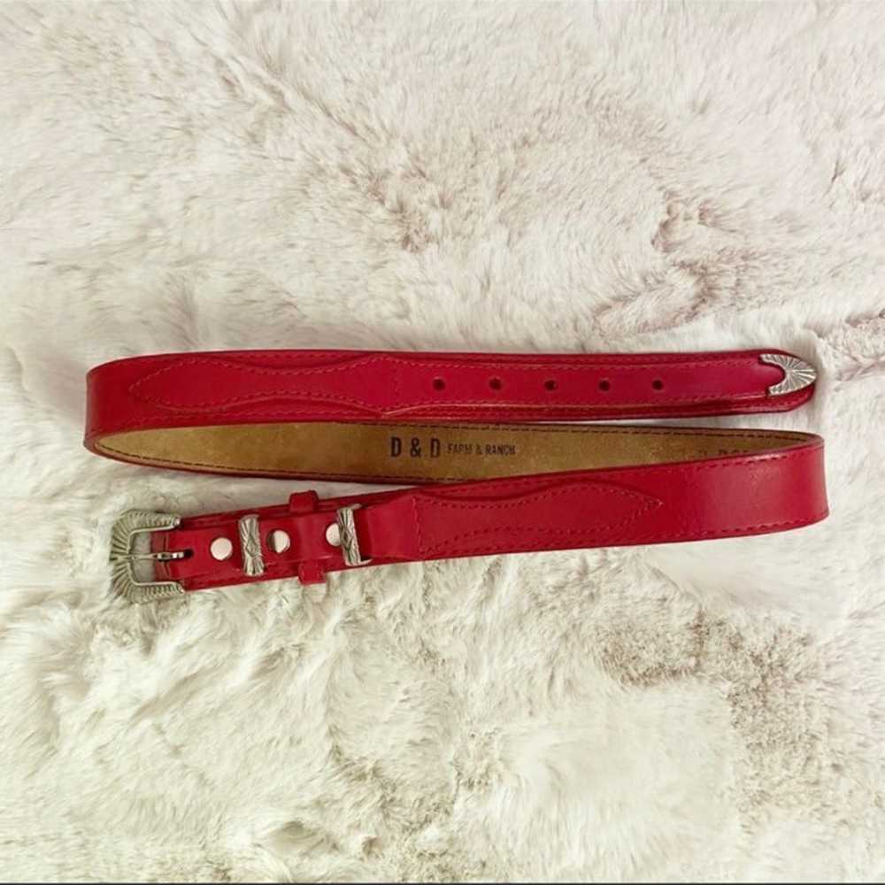 Vintage Red Western Studded Leather Belt - image 2