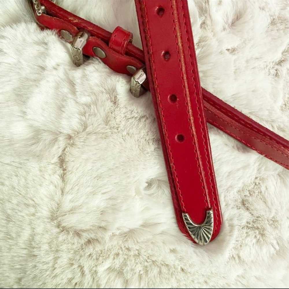 Vintage Red Western Studded Leather Belt - image 4
