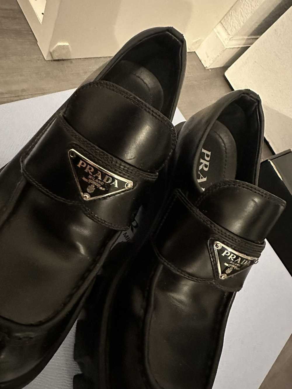 Prada Prada Brushed leather Monolith loafers - image 4