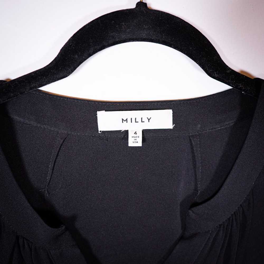 Milly Milly Silk Stretch Satin V Neck Ruffle Long… - image 2